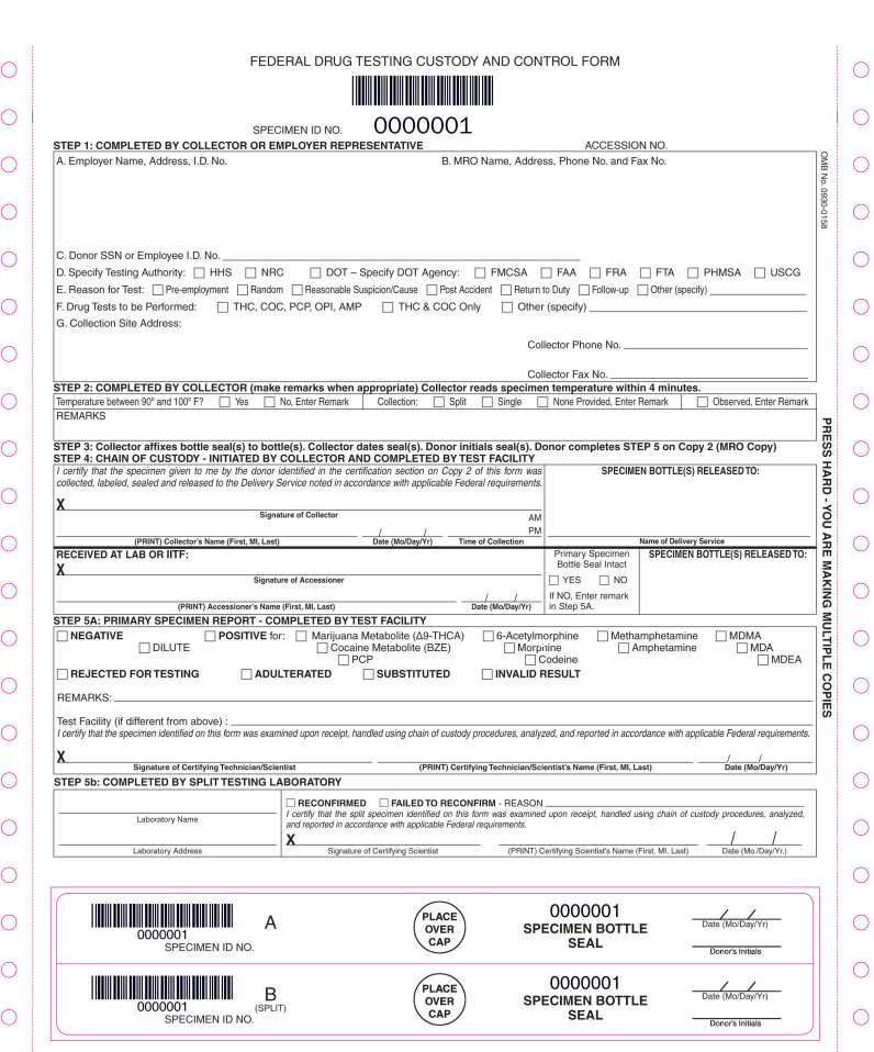 Chain Of Custody Form Drug Test Awareness